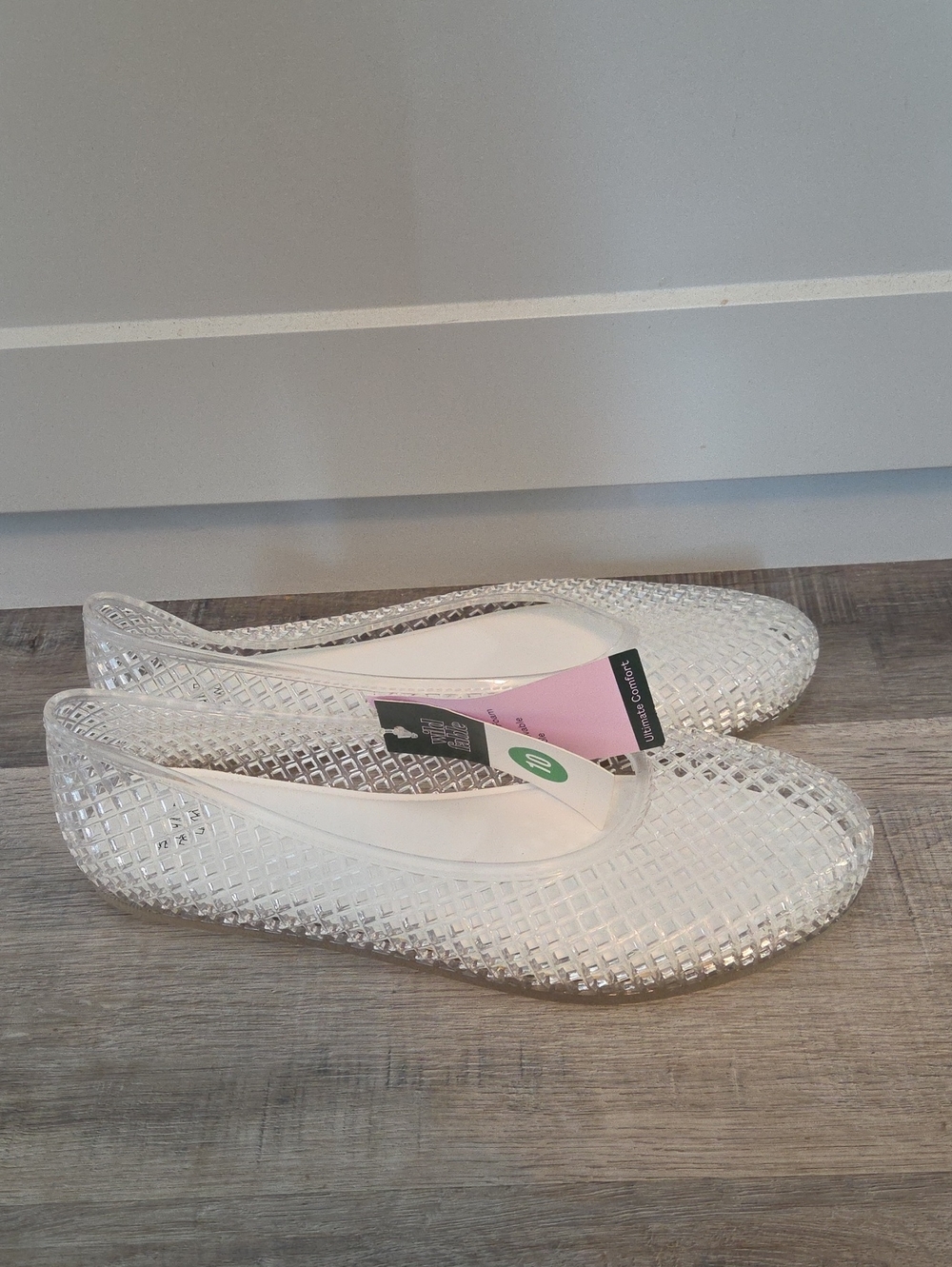 Clear Jelly Shoes Woven Flats, Size 10, Memory Foam Insoles, New w/ Tags - Picture 2 of 9
